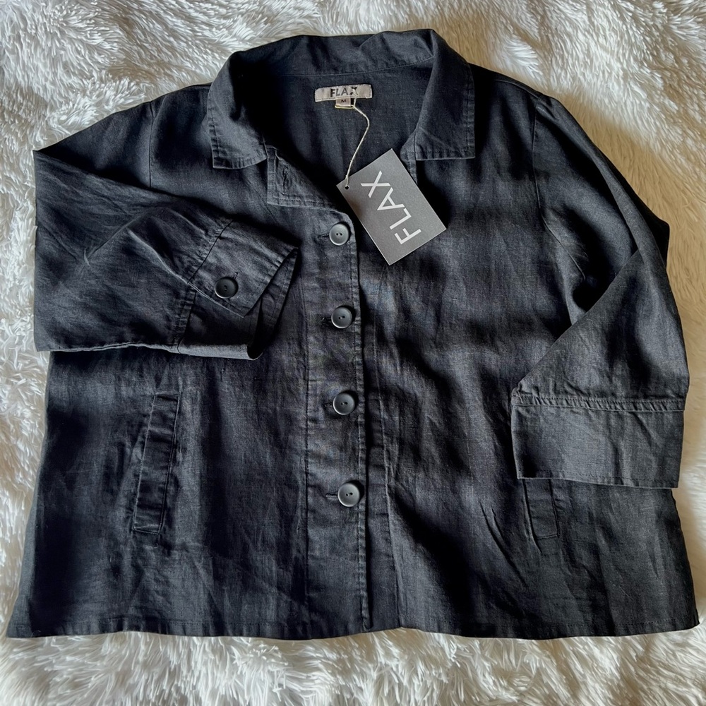 Flax Black/Deep Charcoal Button Down Jacket NWT - image 2